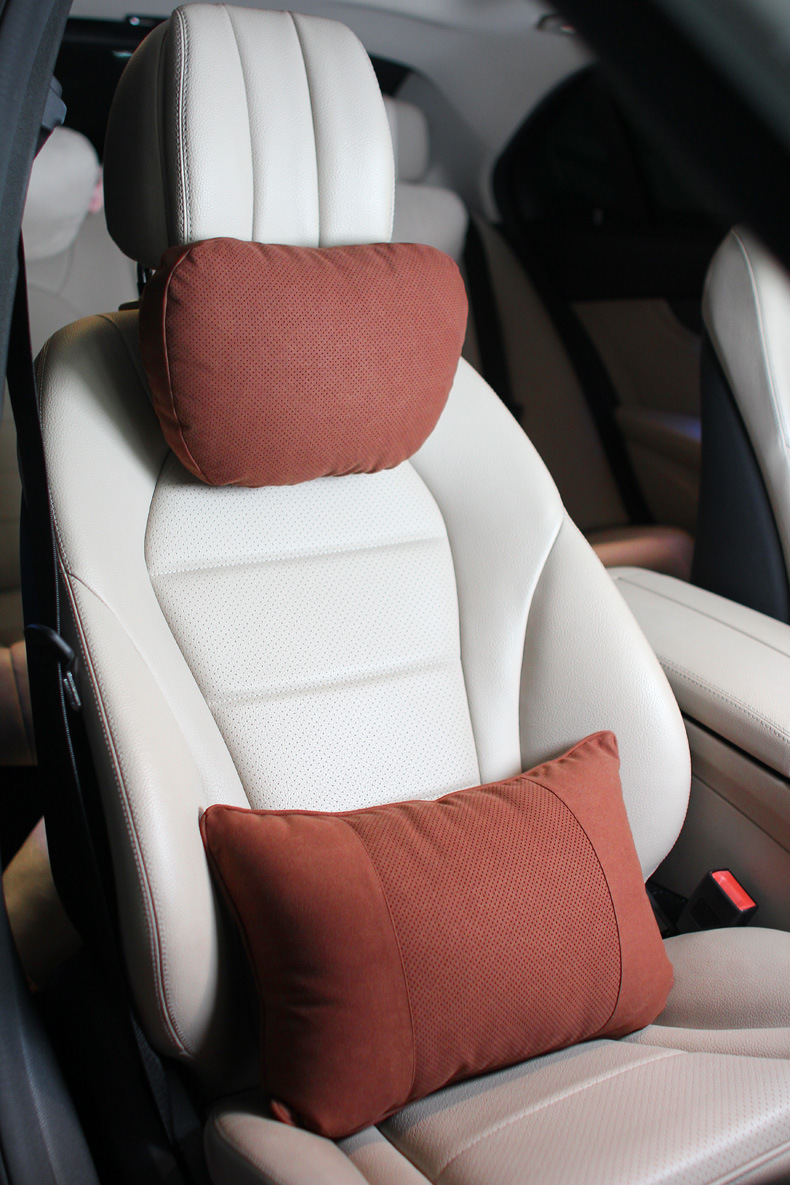 Punching headrest suede suitable for Mercedes-Benz S-Class Maybach punching neck pillow car pillow 5 series neck waist pillow