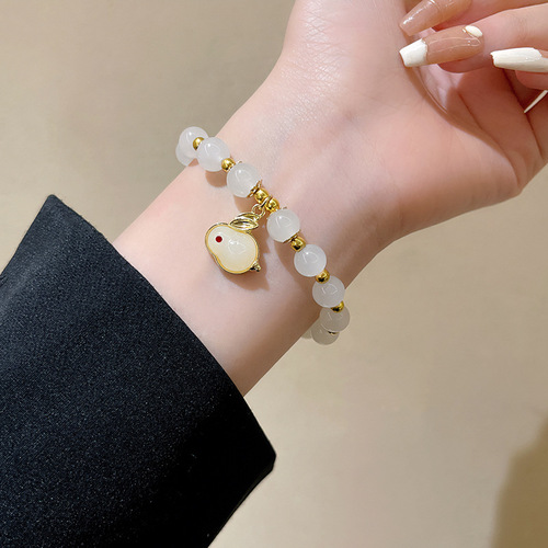 Minimalist Retro Style Bracelet Imitation Crystal Beads Women's High-End Personality Pearl Resin Versatile Hanfu Matching Accessory