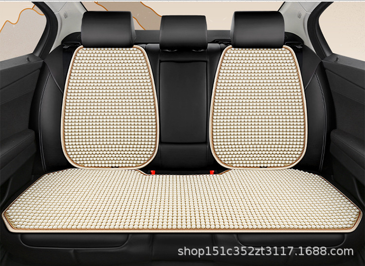 Car Wood Bead Seat Cushion Lumbar Support Pillow Set Non-Slip Breathable