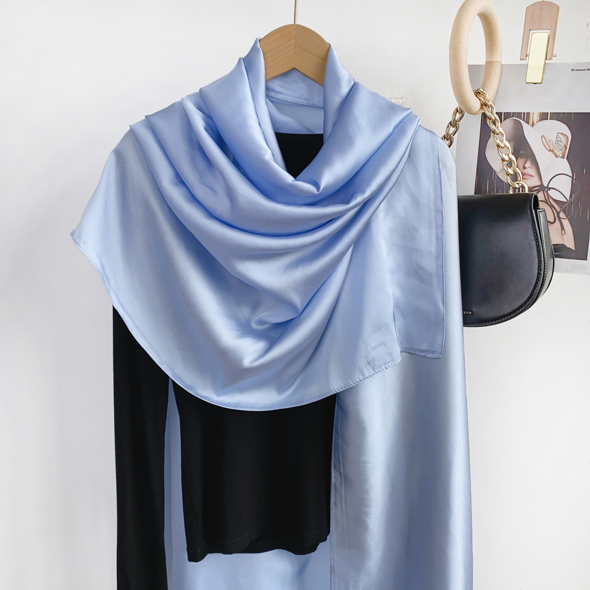 Verano delgada de gran tamaño bufanda desierto viajes protector solar chal estilo étnico bufanda seda artificial color sólido bufanda para las mujeres