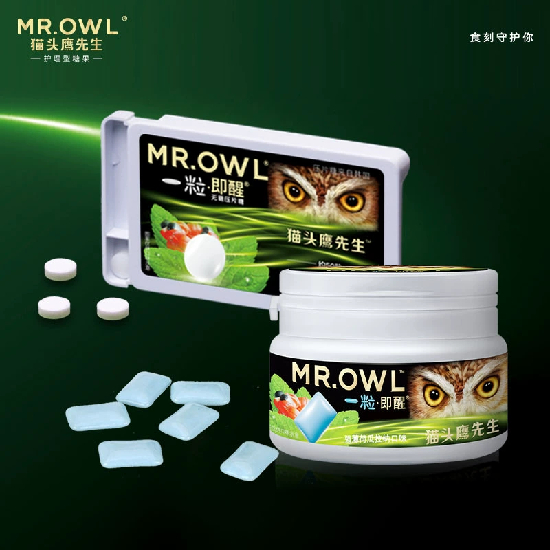 Жевательная резинка Mr. Owl Instant Wake-Up без сахара, мятные таблетки, освежающие импортные снеки оптом