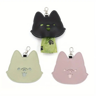 Simple Cartoon Kitten Style Dog Bag Outdoor Portable Bag Hanging Leather Customizable Logo Multicolor