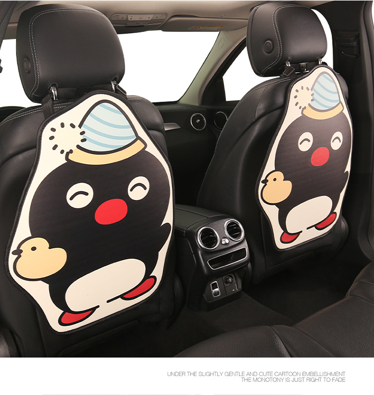 Penguin Cute Lady Cartoon Car Seat Back Anti-Kick Pad Universal Car Seat Anti-Stain Pad Anti-Dirt Pad for Back Seat