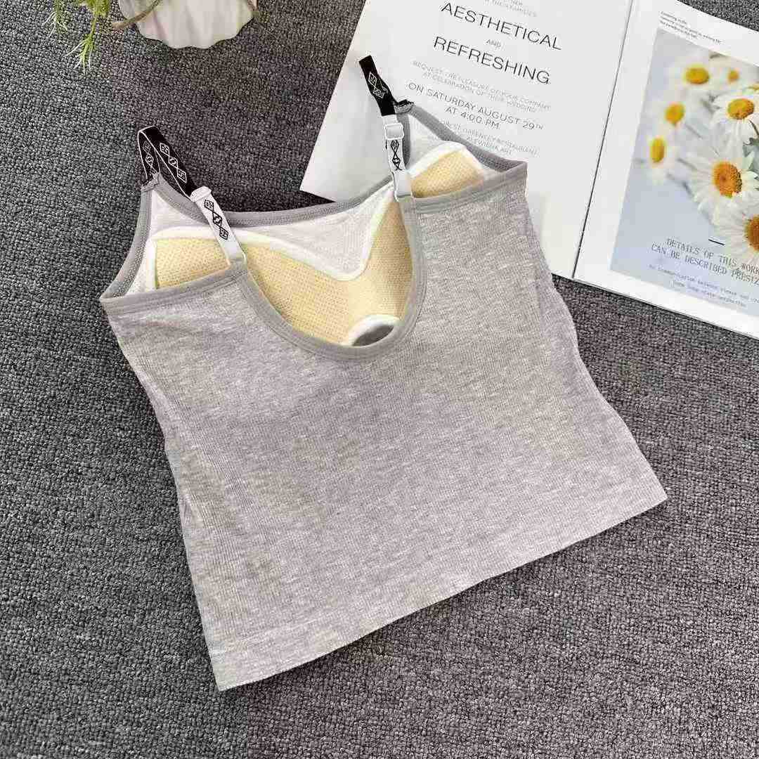 022 # carta de otoño correa de hombro fija taza chaleco de suspensión mujer con el umbilical de vestir el cuerpo delgado ropa interior de espalda hermosa chaqueta superior