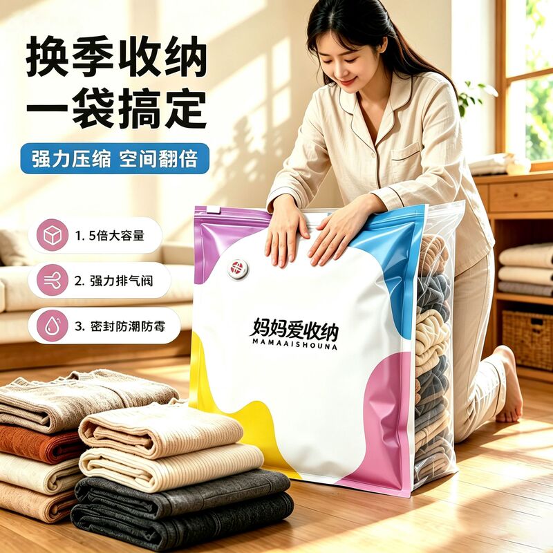 [No need for a vacuum pump] Household 3D storage compression bags, dual-purpose for both compression and vacuuming, ideal for storing seasonal clothes and bedding