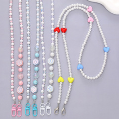 Hot selling beaded mobile phone chain pearl cat claw crossbody chain mobile phone lanyard bag chain pendant pendant female gift