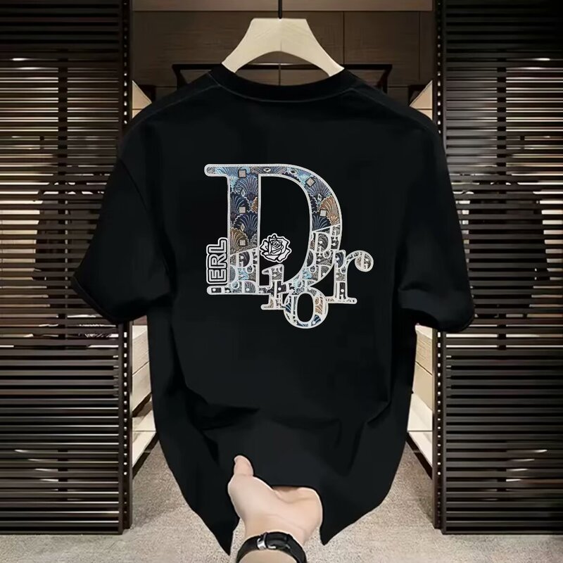 American Style Trendy Handsome Heavy Cotton Short-Sleeved T-Shirt Men's Summer Trendy Brand Simple Round Neck Printed Fashionable All-Match Top American Style Trendy Handsome Heavy Cotton Short-Sleeved T-Shirt Men's Summer Trendy Brand Simple Round Neck Printed Fashionable All-Match Top
