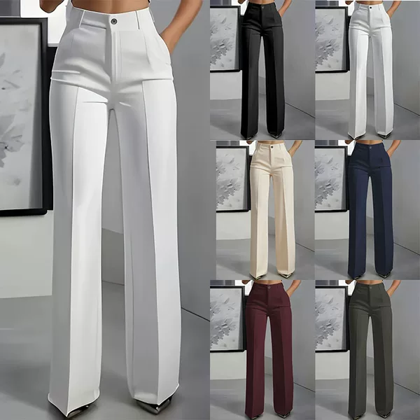 2025 Spring and Autumn Women's Pants New Style High Waist Draped Straight Simple Commuting Suit Trousers Women's Wide Leg