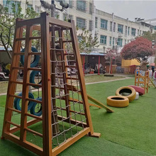 户外幼儿园组合滑梯木制黄花梨木质游乐设备定制实木攀爬架厂家