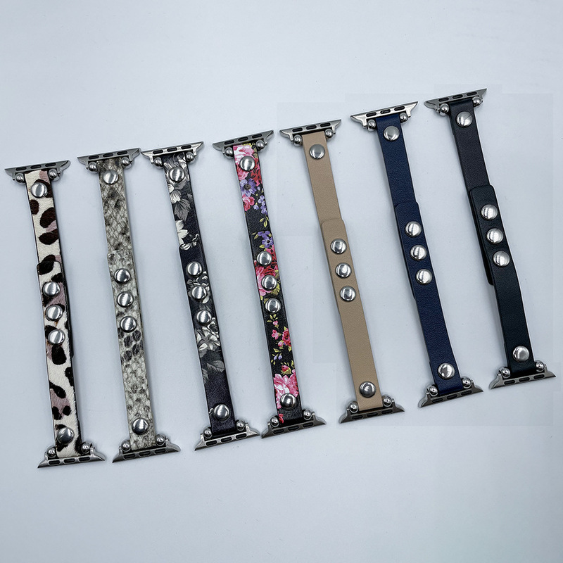 New Model Suitable for Apple Apple Watch 78 Se Generation with Beads Women's Leather Strap on Sale