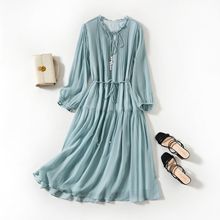 8983衣娜儿真丝连衣裙女重工打揽宽松版桑蚕丝连衣裙工厂一手货源