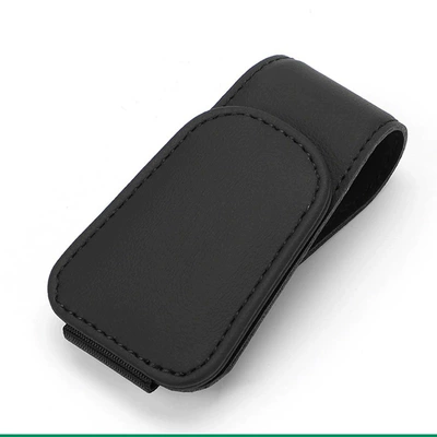 Cross-Border Car Glasses Clip, Multifunctional Car Sun Visor Leather Glasses Holder, Car Magnetic Glasses Storage Gadget (Car Glasses Clip/Bill Clip) - black