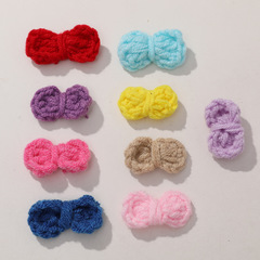 3CM秋冬馬卡龍迷你手鈎毛線蝴蝶結DIY手工頭飾服裝裝輔料飾品配件