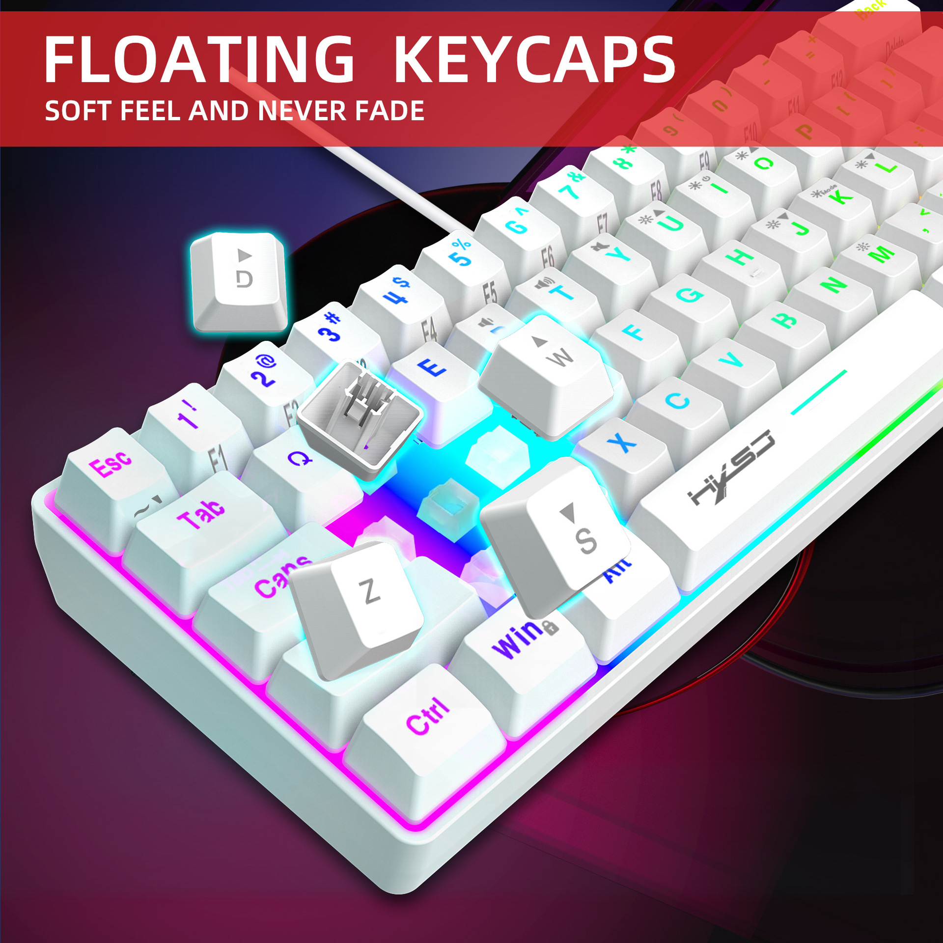 61键游戏薄膜键盘RGB灯光便携式有线键盘多种快捷键组合跨境现货详情28