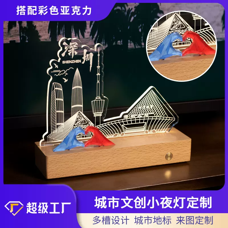 文创定制企业商务活动城市建筑地标双槽设计小夜灯纪念品创意摆件