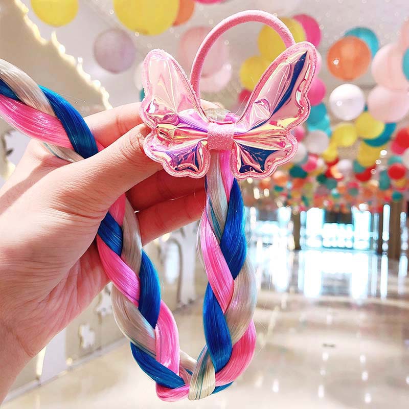 Children's Cartoon Unicorn Color Bowknot Wig Hair Rope Girls Twist Braid Hair Rope display picture 8