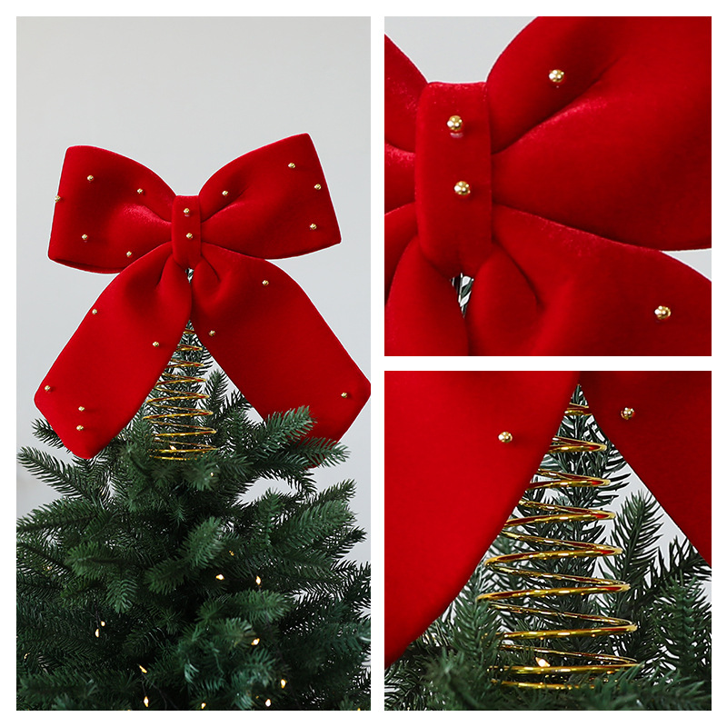 New burgundy velvet tree top star Christmas tree decoration…