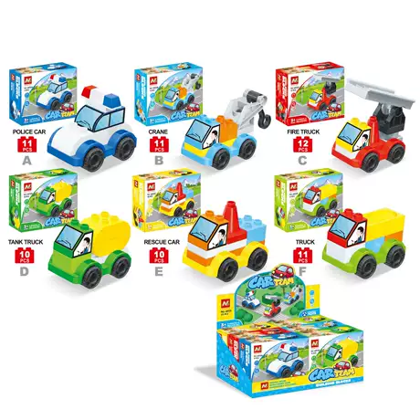 【upgraded abs material, cross-border ready】transforming car squad (6 models) - large display box / 6-piece set