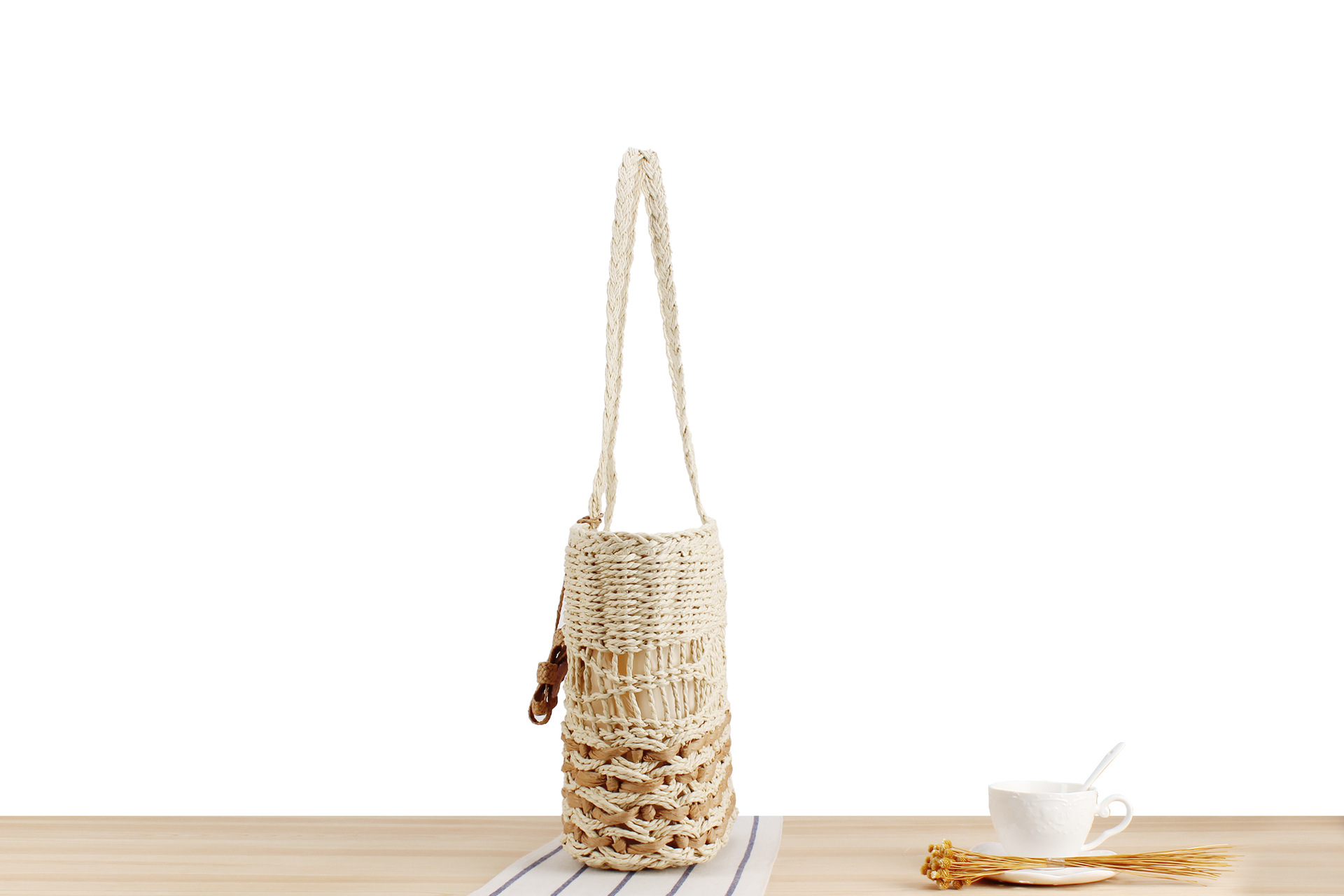 Women's Large Paper String Solid Color Vacation Beach Weave Zipper Straw Bag display picture 5