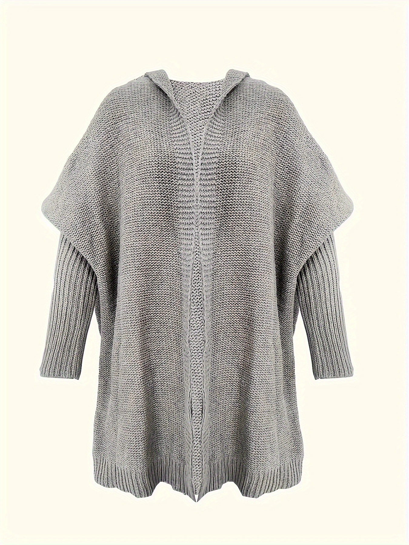 Женский oversize кардиган-свитер с капюшоном, длинный открывающийся перед,