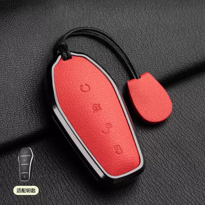 Yuan Tang E2Dmi Buckle Dolphin | Car key bag - 1-grapefruit-red-type-a-hand-rope-french-goat-leather