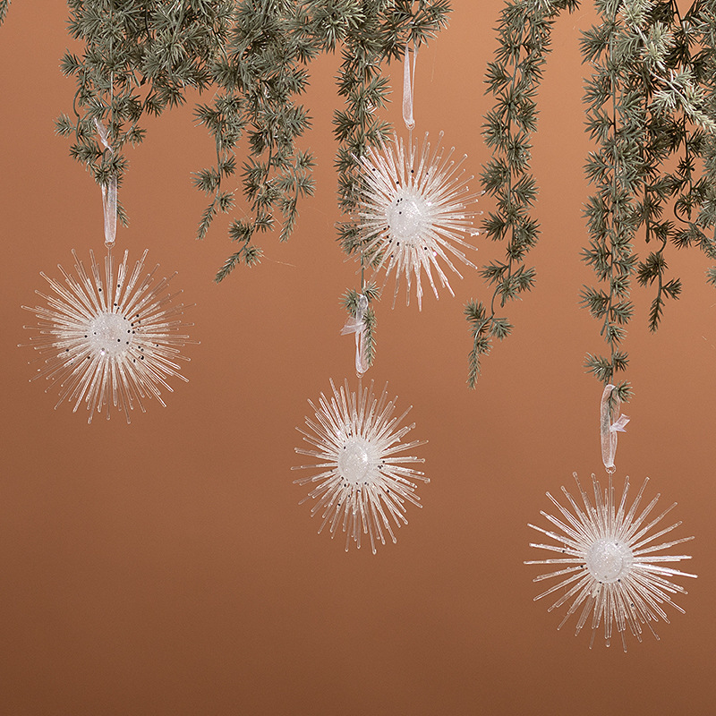 Christmas Acrylic Decoration Pendant Casual Sun Explosion Star Pendant Christmas Tree Ornaments Champagne Color