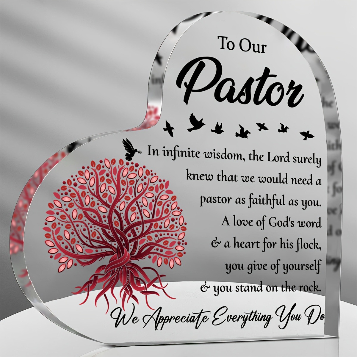 1PC 牧师感谢礼物 - 亚克力拼图牧师礼物，感人的名言雕刻牧师礼