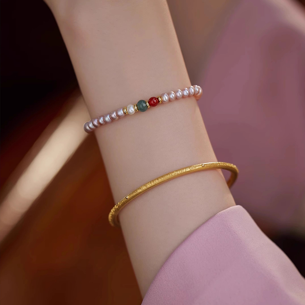 Alloy Natural Stone Freshwater Pearl Bracelets Retro Simple Style display picture 7