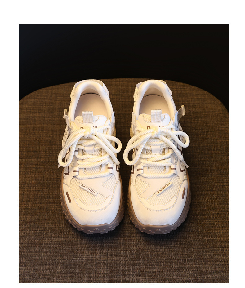 Giày sneaker nữ đế dày tăng chiều cao lưới thoáng khí phong cách thể thao — màu be chi tiết 18
