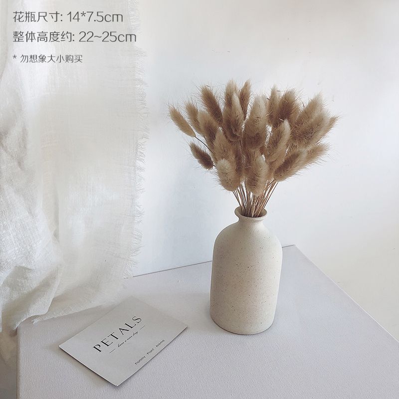インシンプルな粗いセラミックドライフラワー花瓶装飾品忘れな草ユーカリの葉ローズフラワーアレンジメント北欧家の装飾|undefined