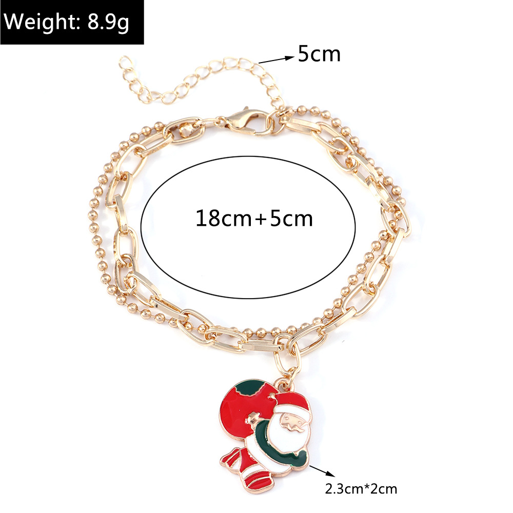 11g Weight Alloy Pendant Material Bracelets Classification Alloy Chain Material 1 Piece Quantity Holiday, Party Occasion Alloy Material Christmas Festival Christmas Tree, Santa Claus Pattern Women's Gender Enamel Design Cute, Simple Style Style Cute Simple Style Christmas Tree Santa Claus Alloy Chain & Link Bracelets Christmas Wholesale 3