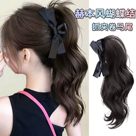 假发马尾;假发长卷发;长直发假发