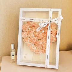 木質紙巾玫瑰花相框乾花diy手工禮物擺台中空3cm掛牆框架