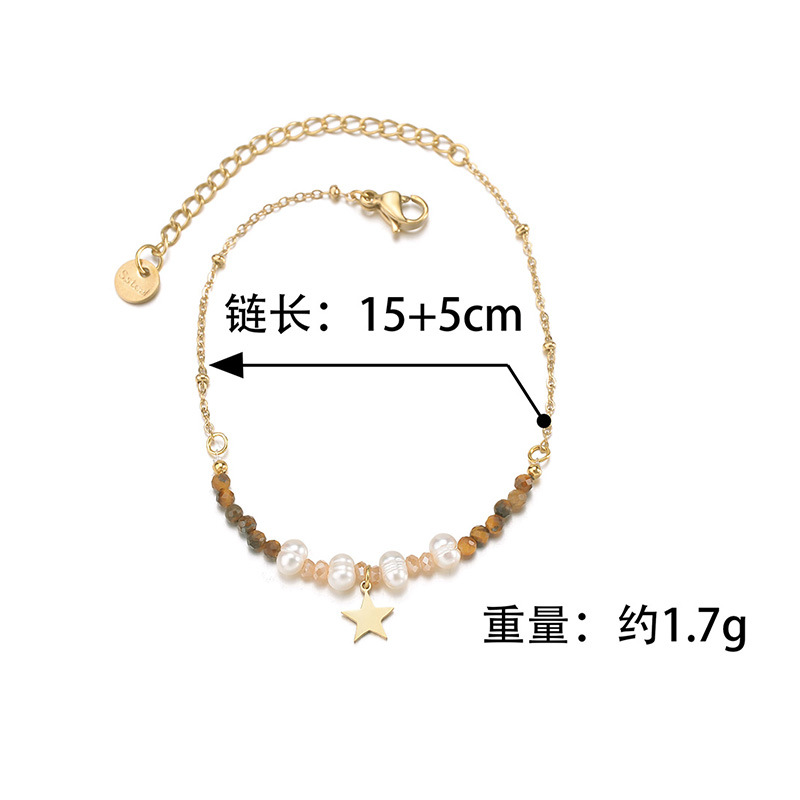 4g Weight PVD Coated Gold Plating Process PVD Coated Real Gold Plated 14K Gold Star 304 Stainless Steel Simple Style Waterproof Non Tarnish 304 Stainless Steel Bracelets