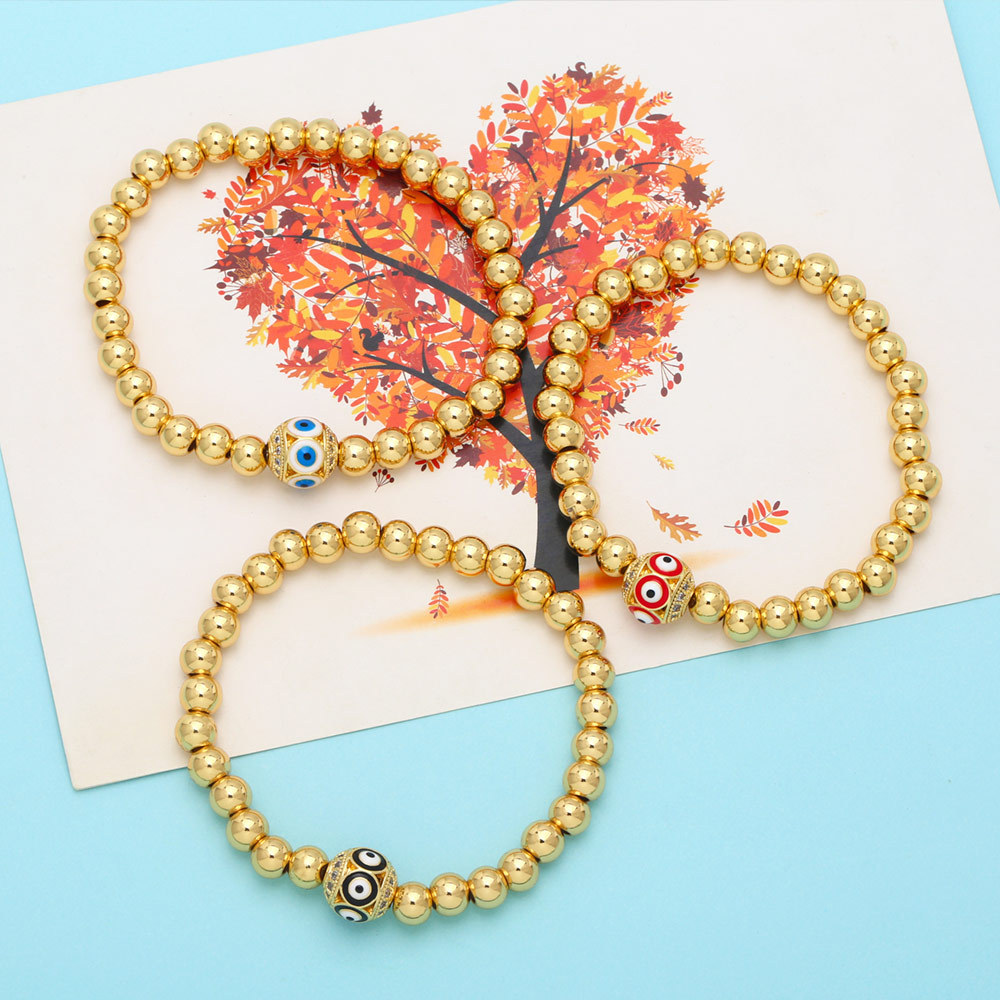 Fashion Devilu0027S Eye Copper Bracelets Beaded Inlay Zircon Copper Bracelets