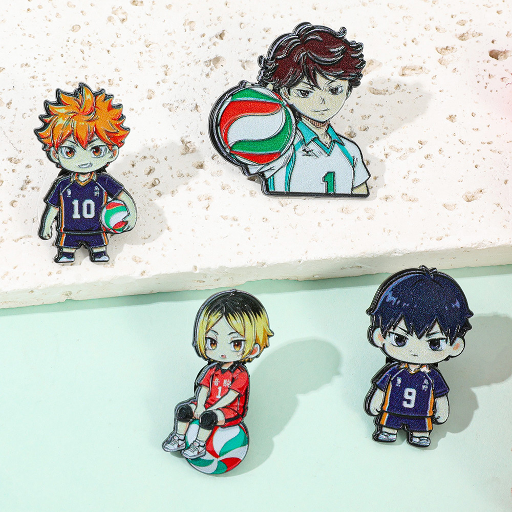 4Pcs Haikyuu!! Merchandise Badges: Hinata Shoyo, Kageyama Tobio, Oikawa Tooru Q-Version Pins