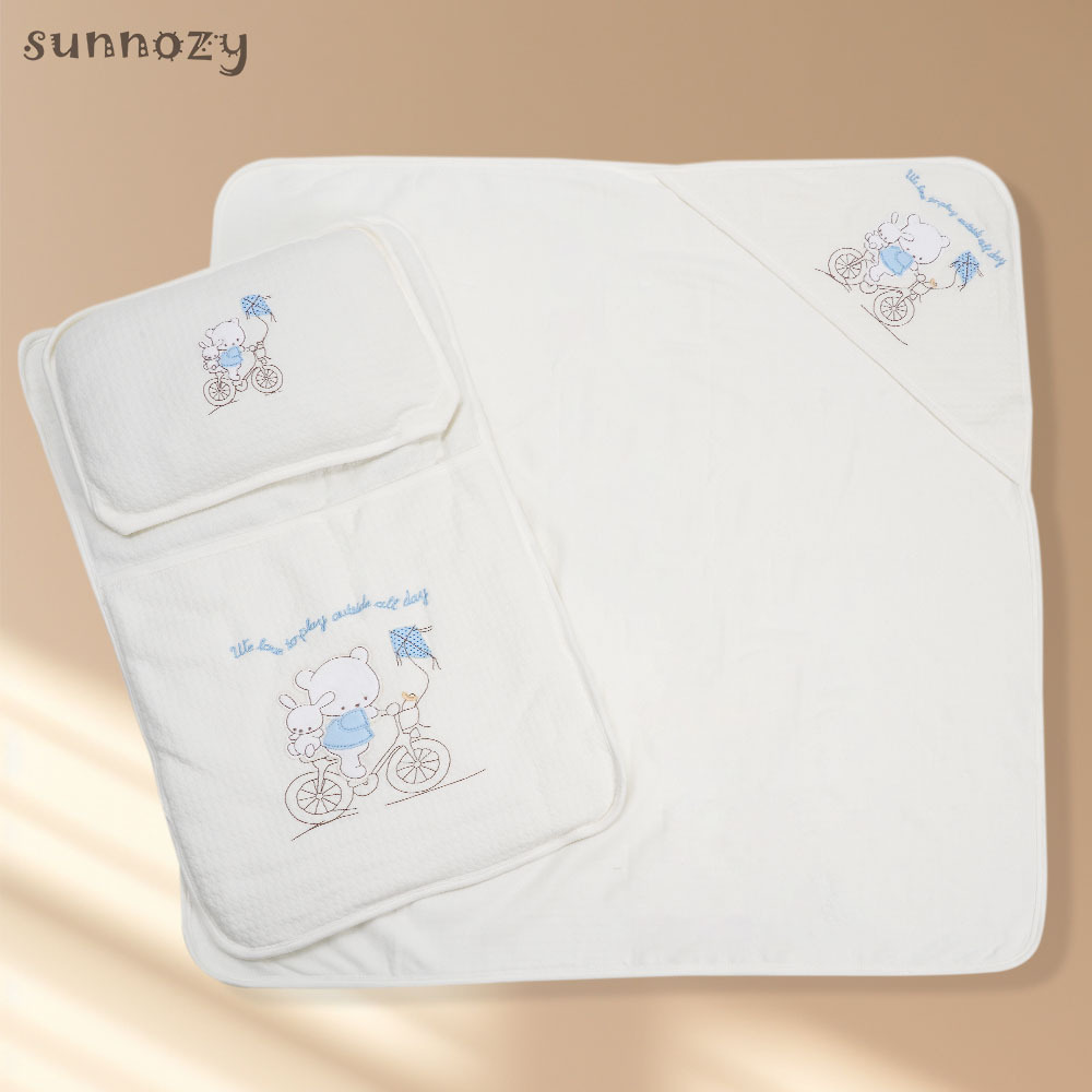 Sunnozy ropa de cama de recién nacidos tres piezas de algodón de alta calidad anti-saltos bebés abrazando bolsas de dormir cama madre y bebé al por mayor