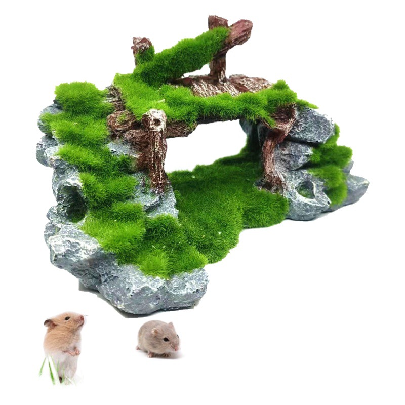 Tortuga de orugas mesa de secado pequeña tortuga mesa de escalada pecera paisaje escondite casa tortuga olla secado mesa de nuevo simulación puente flocado Decoración