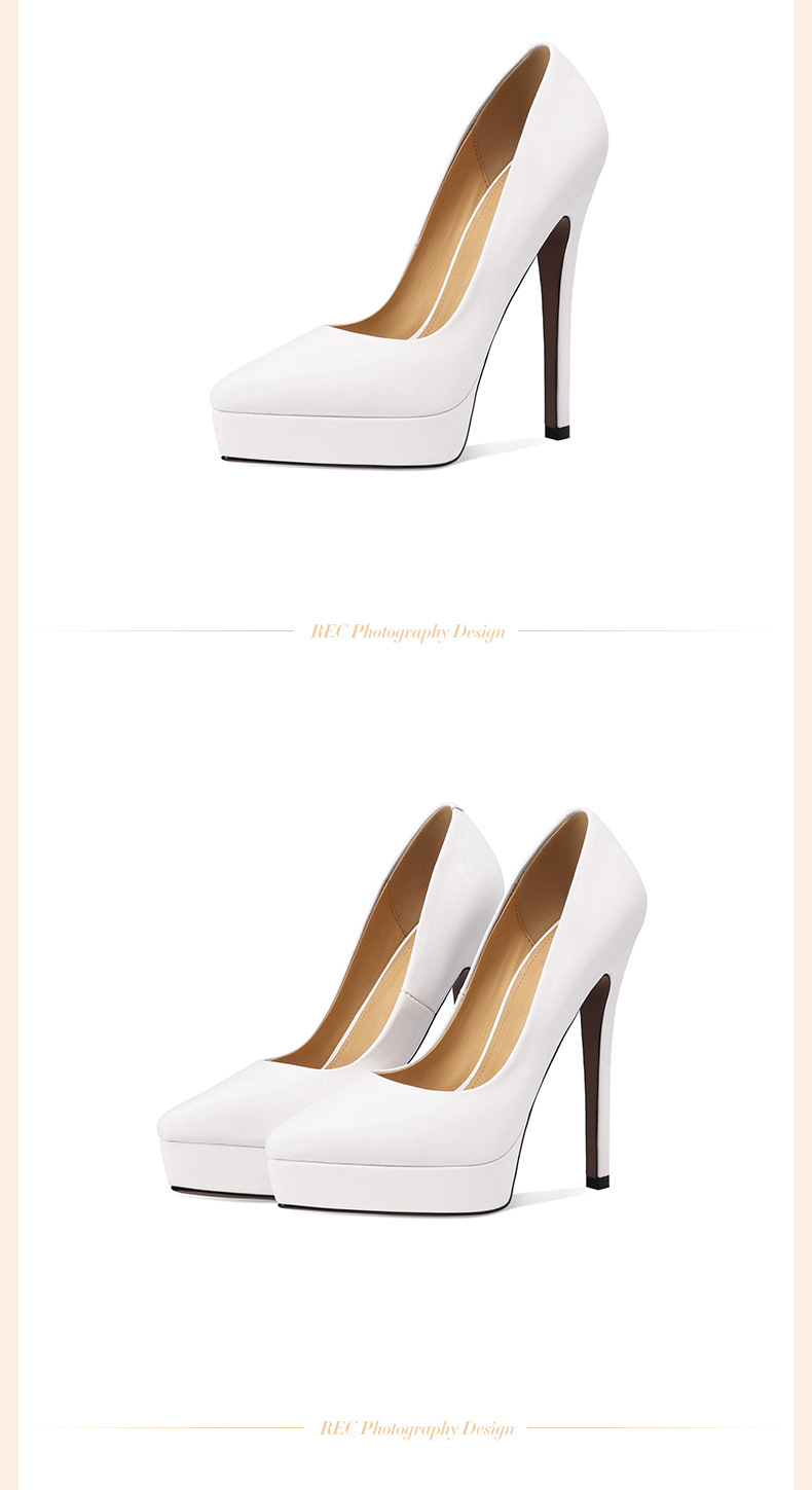Giày cao gót nữ mũi nhọn da thật gót siêu cao 14 cm đế platform — Màu nude 10CM chi tiết 10