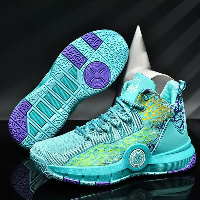 Cross-border basketball shoes men's shoes fly woven mesh breathable actual combat soft bottom high-top fashion students sports men's shoes wholesale