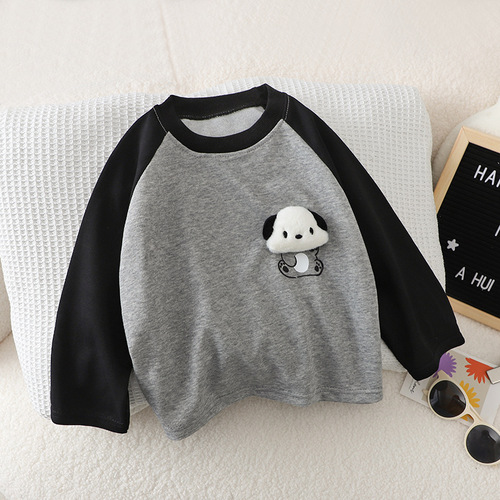 2024 children's long-sleeved single T-based shirt, baby Western-style, small and medium-sized children, boys and girls, single shirt, inside and outside, Korean style