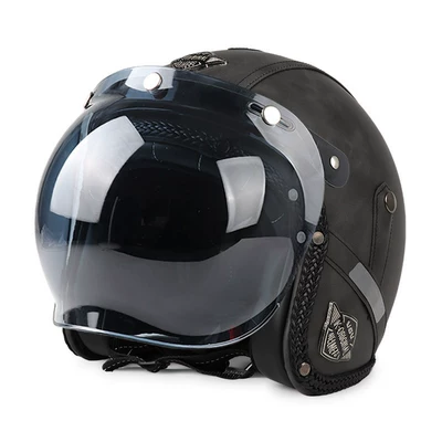 3C Certified Retro Cruise Motorcycle, Motosiklet dəbilqələri - m-old-gray-black-tea-bubble-mirror-you-can-leave-a-message-to-change-to-a-transparent-mirror-comes-with-a-hat-brim-face-towel