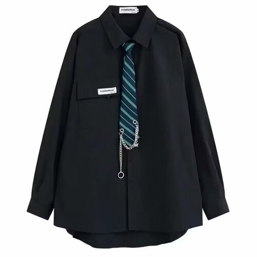 Men's Long-Sleeve Literary Collar Shirt, Spring and Autumn Casual College Style, Hong Kong Style, Japanese Graduation Class Uniform Shirt and Outerwear