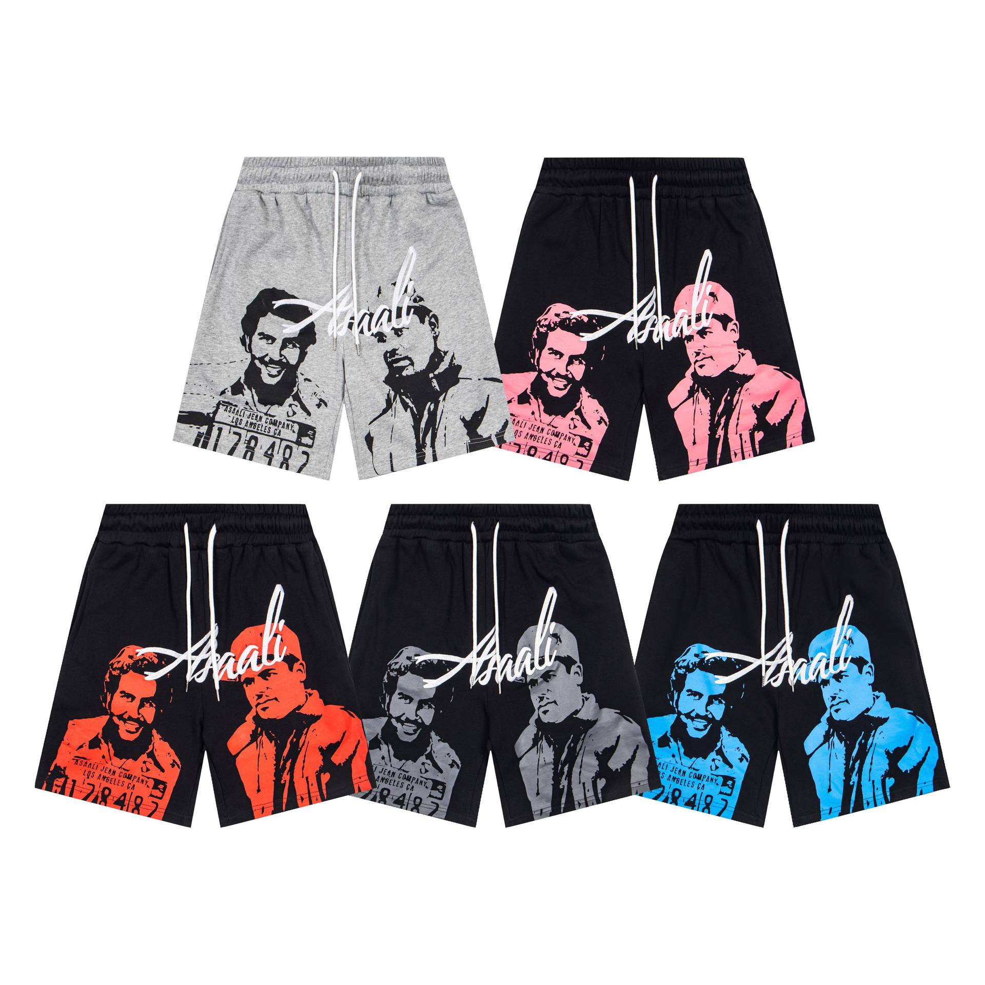 Cross-Border High-Quality Cough Syrup-Themed European and American Trendy Streetwear Embroidered Printed Casual Loose Shorts