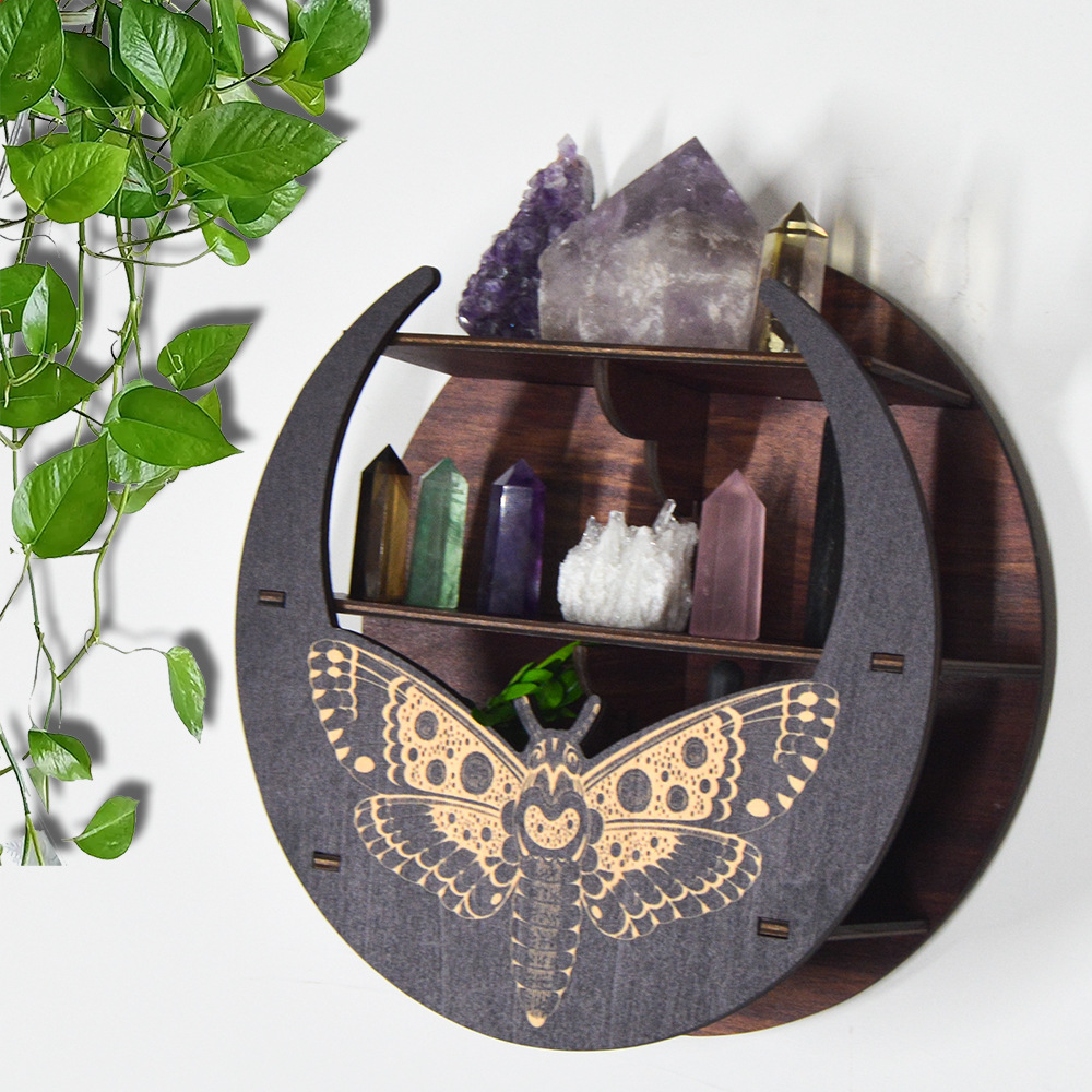 Daily Occasion Retro Moon Basswood Storage Rack 1 Piece