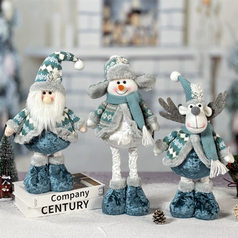 ブルー人形クリスマス装飾格納式サンタクロース雪だるまヘラジカクリスマス人形装飾装飾品卸売|undefined