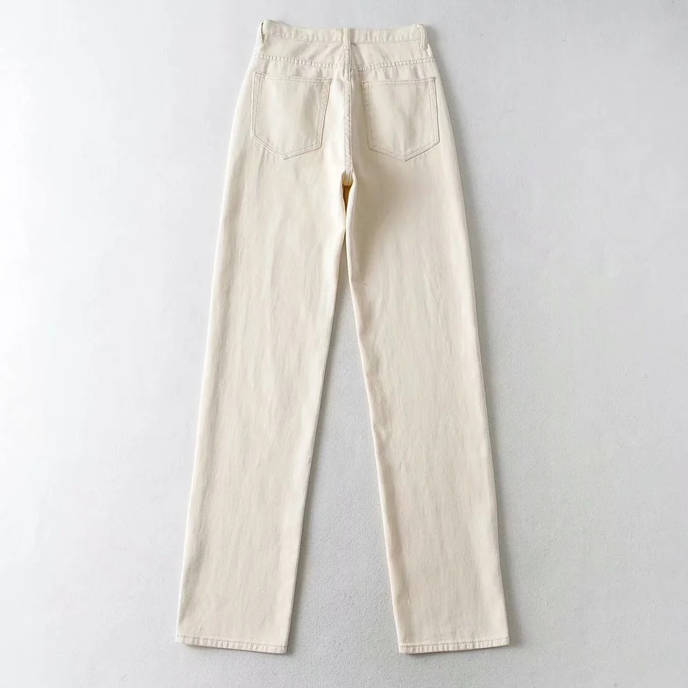 high-waist mopping denim trousers NSHS43458