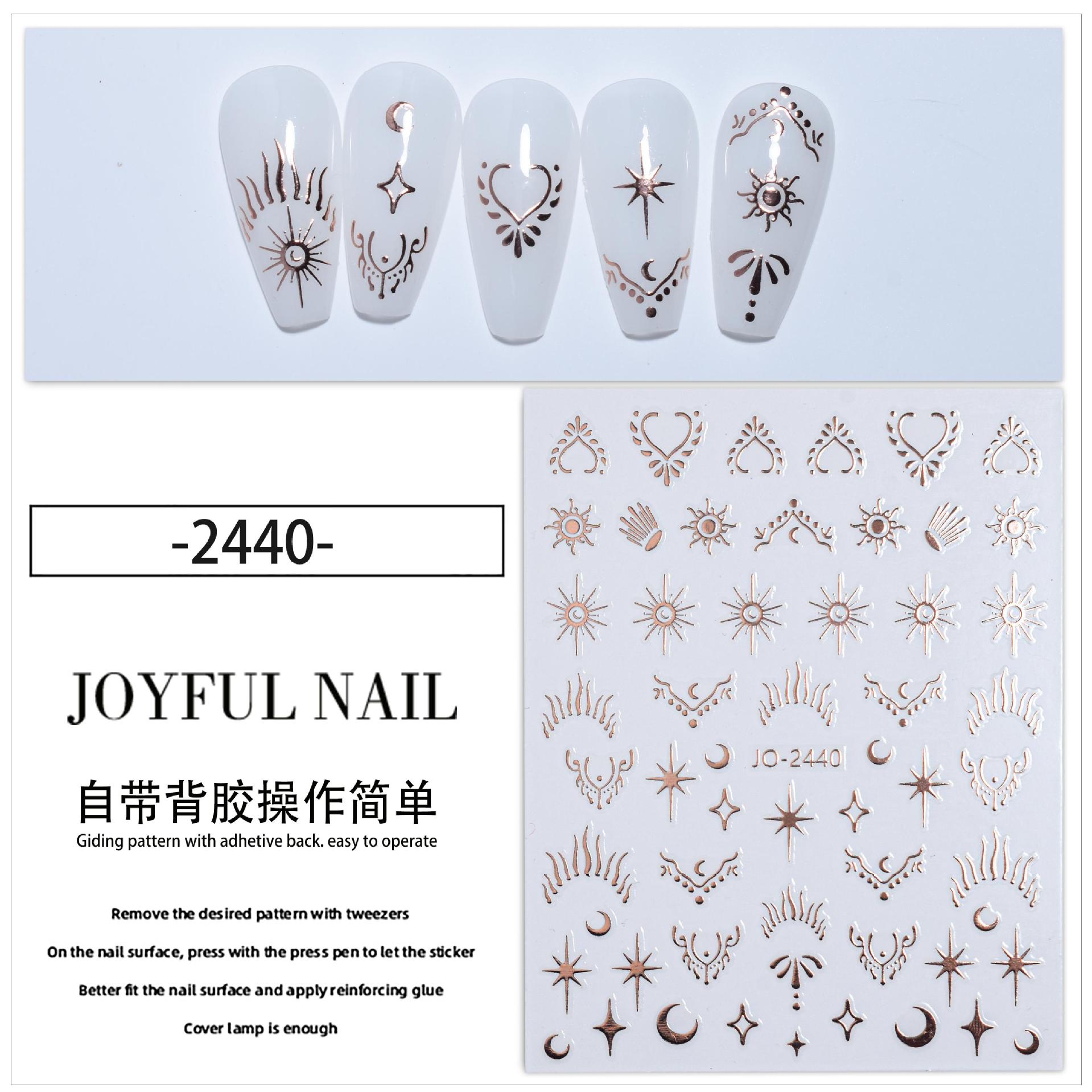 Ins Internet celebridad láser oro y plata estrella Luna uñas arte líquido hueco metal cuatro estrellas Awn impermeable adhesivo etiqueta engomada del arte del clavo