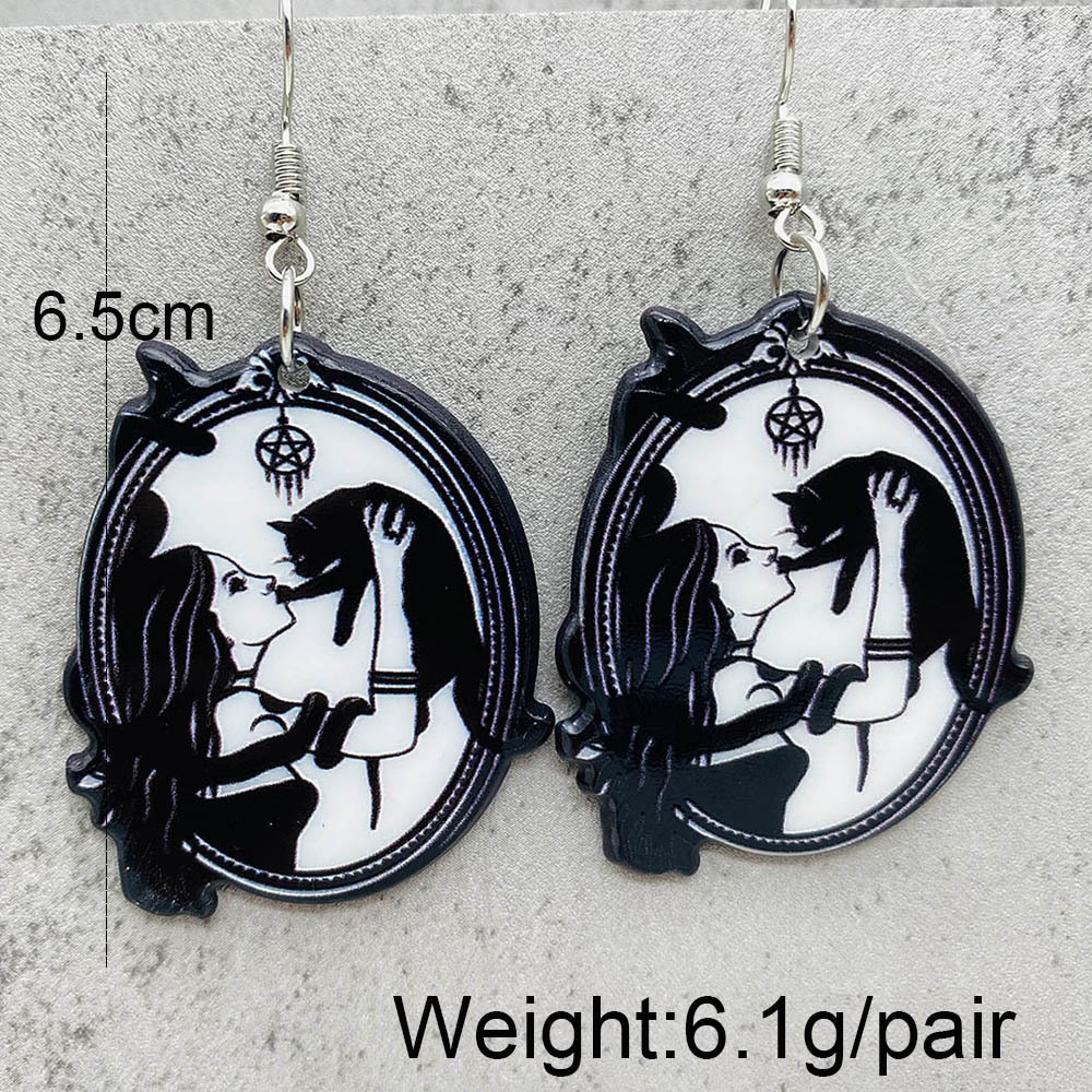 10g Weight Drop Earrings Classification 1 Pair Quantity Street Occasion Acrylic Material Halloween Festival Cartoon Character Pattern Women's Gender Cartoon Style Style 1 Pair Cartoon Style Cartoon Character Arylic Drop Earrings 9