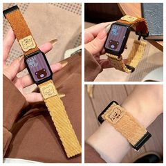 めい手環9/8Proソフトでかわいい赤米Watch5/4女性秋冬コーデュロイ磁気バックルバンドを適用する